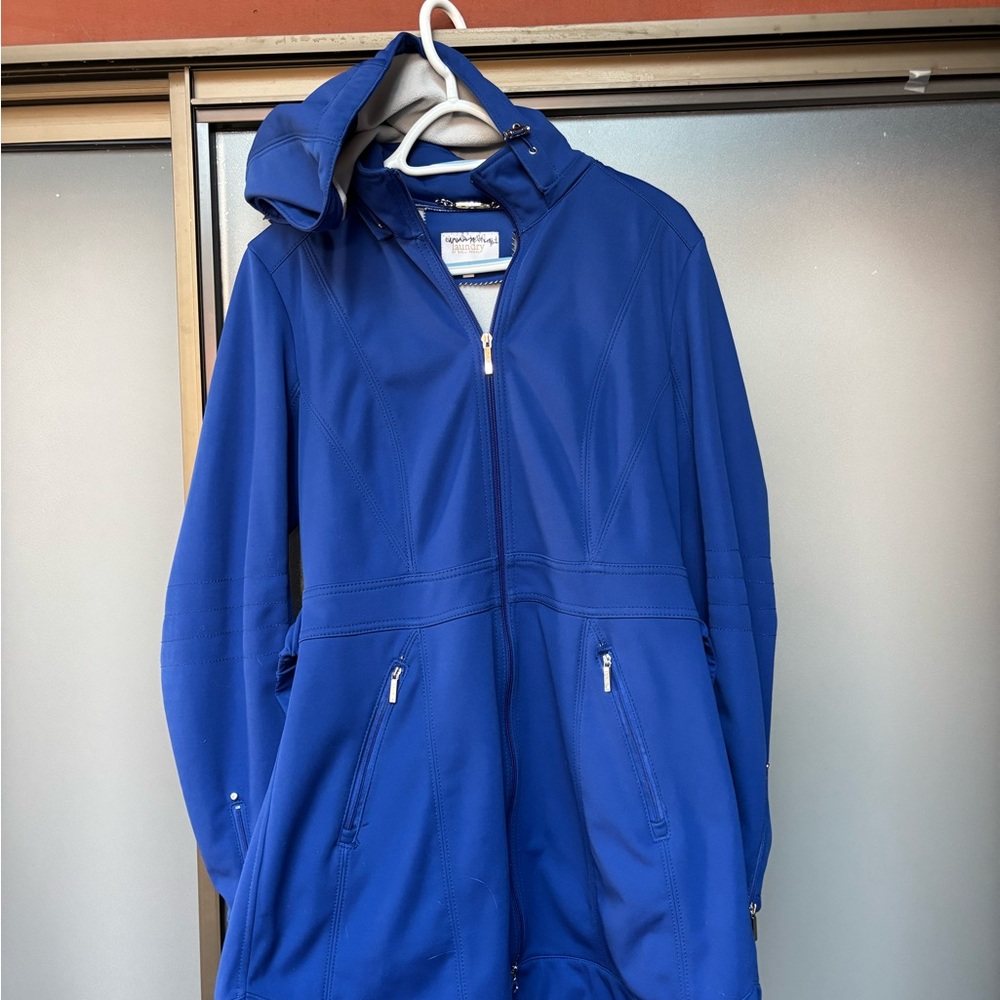 Laundry by Shelli Segal Blue Hooded Rain Jacket - size L
